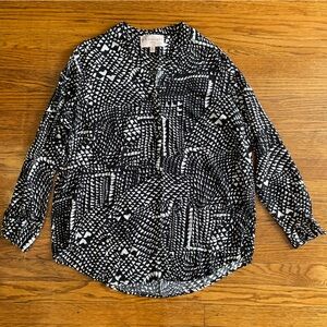 Anthropologie Philosophy Black and White Geometric Patterned Blouse